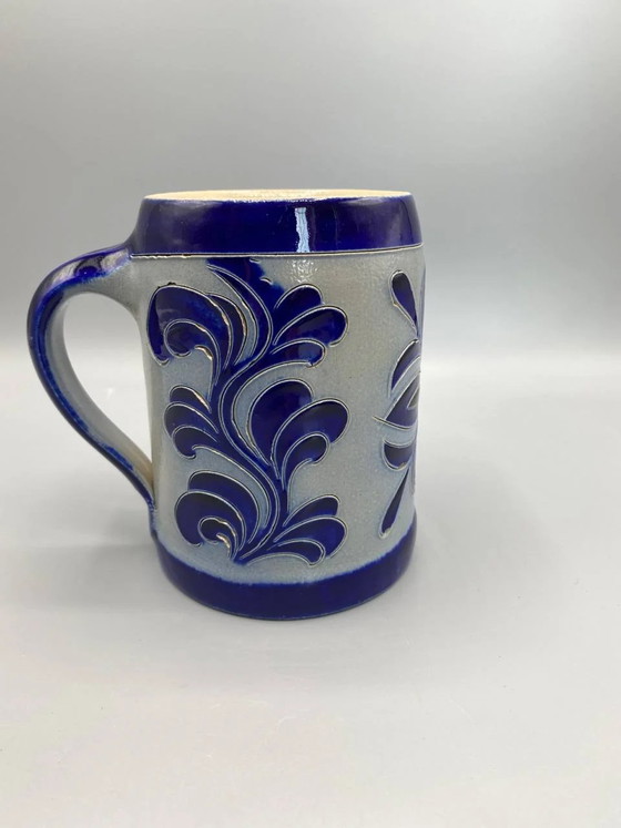 Stein vintage in gres Westerwald - Decorazione incisa blu cobalto - Kannenbäckerland - Circa – Stoviglie (photo 3 of 6)
