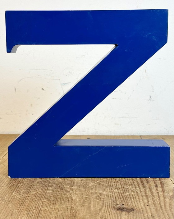 Image 1 of Vintage Blue Iron Facade Letter Z, 1970s