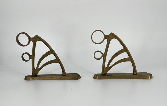 Image 1 of 2x Art Nouveau Art Déco Support de tringle à rideaux laiton bronze