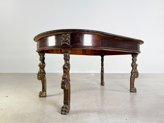 Image 1 of Original table à manger néo-baroque en bois sculpté Table antique