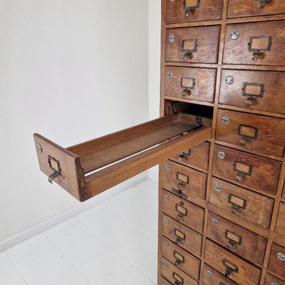 Image 1 of Dutch Industrial Oak Filling Apothecary or Archive Cabinet, Early 20th Century