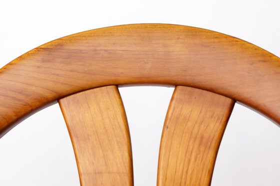 Image 1 of Set di 4 sedie da pranzo vintage di Lübke - Germania anni '70 - Legno di ciliegio e tappezzeria grigia