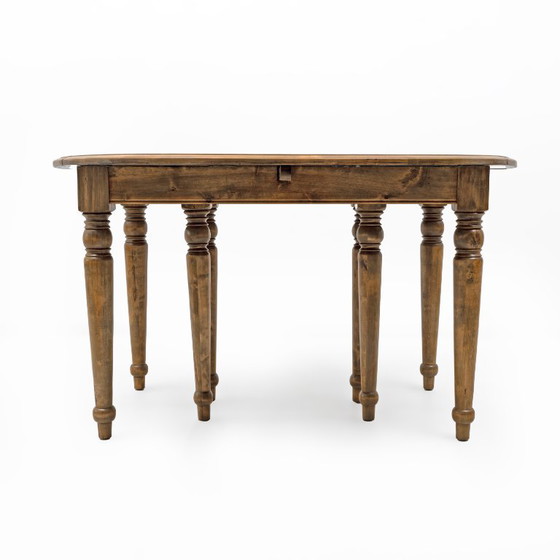 19e-eeuwse Toscaanse iepenhouten uitschuifbare ronde eettafel met vijf bladen – Wood (photo 12 of 13)