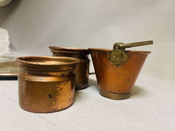 Image 1 of Juego miniatura cubo de cobre y bandeja de latón