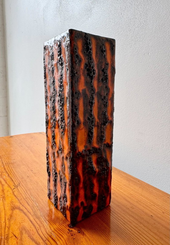 Image 1 of Vaso quadrato arancione vintage Fat Lava di Scheurich Keramik 423