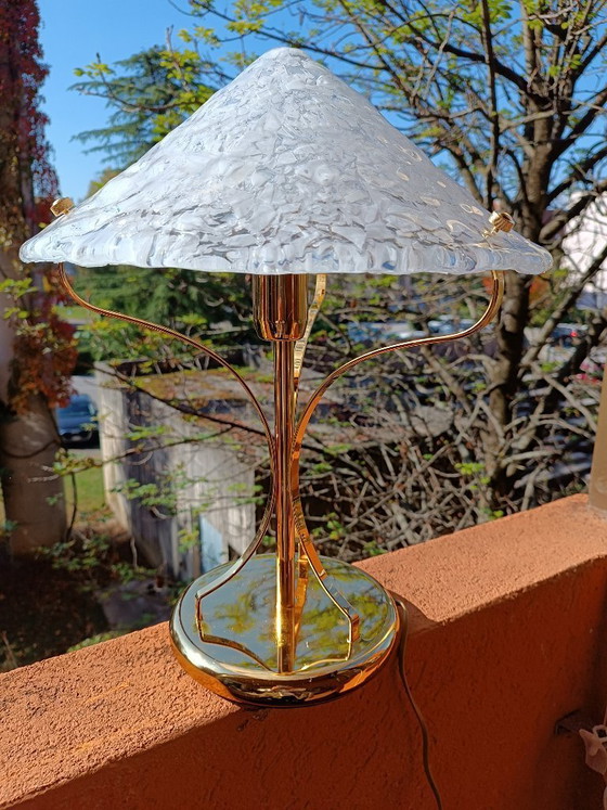 Image 1 of MURANO Large 46cm Table Lamp by Sylcom - Broken Ice Effect - Handmade - Made in Italy New