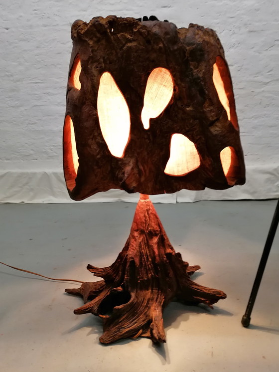 Image 1 of Impressive redwood lamp from the 50s/60s