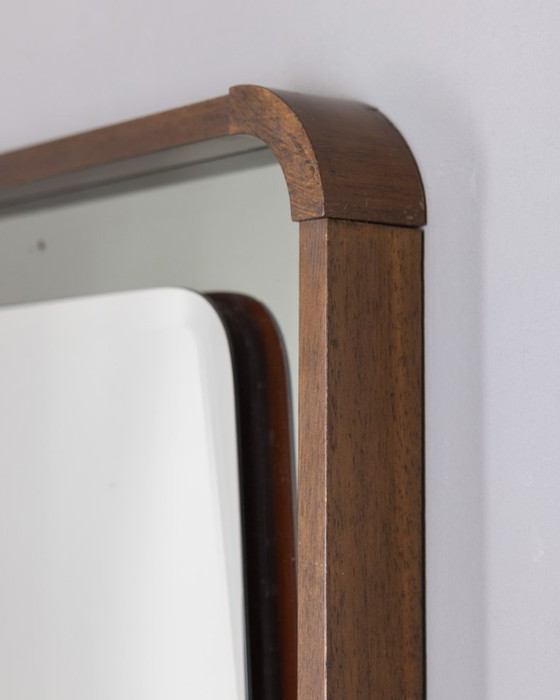 Image 1 of Vintage 1960s wall mirror in wood and smoked glass, Italian design
