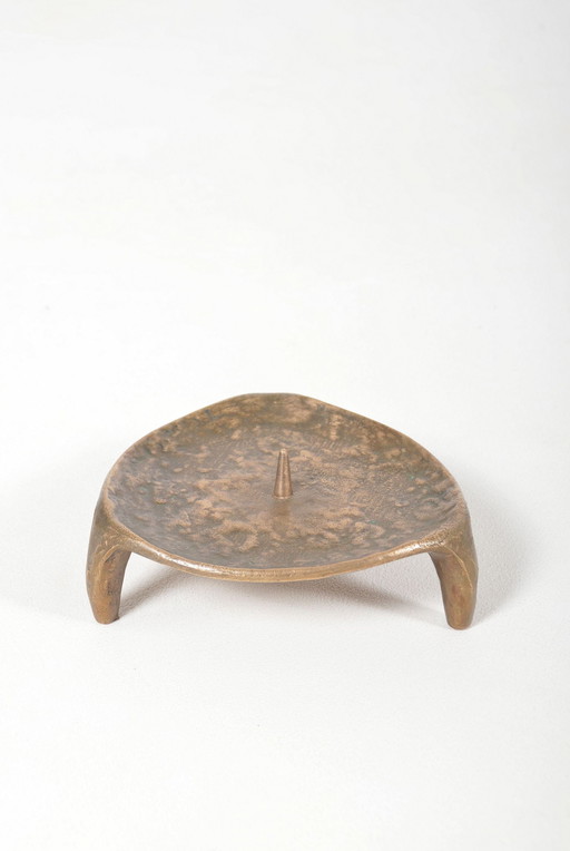 Brutalist Candlestick in Bronze, 1960s