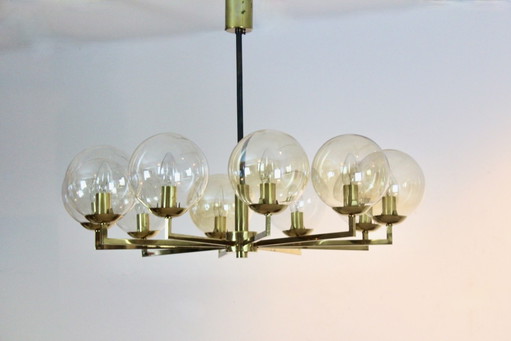 Lustre en laiton et verre, Kaiser Leuchten
