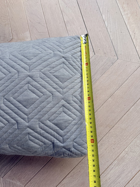 Image 1 of Ferm living, lichtgrijs dik sierkussen in ruitpatroon