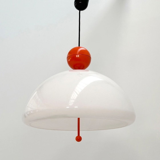 Image 1 of Lámpara colgante Saliscendi en naranja de Elio Martinelli para Martinelli Luce, años 70