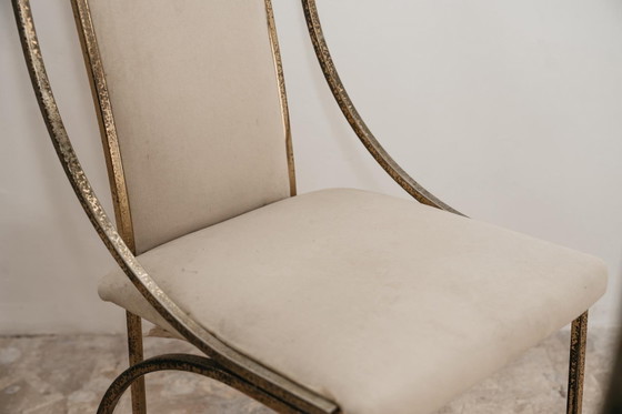 Image 1 of Dining Set 4 Vintage Italian Brass Dining Chairs by Zevi Design 1970's