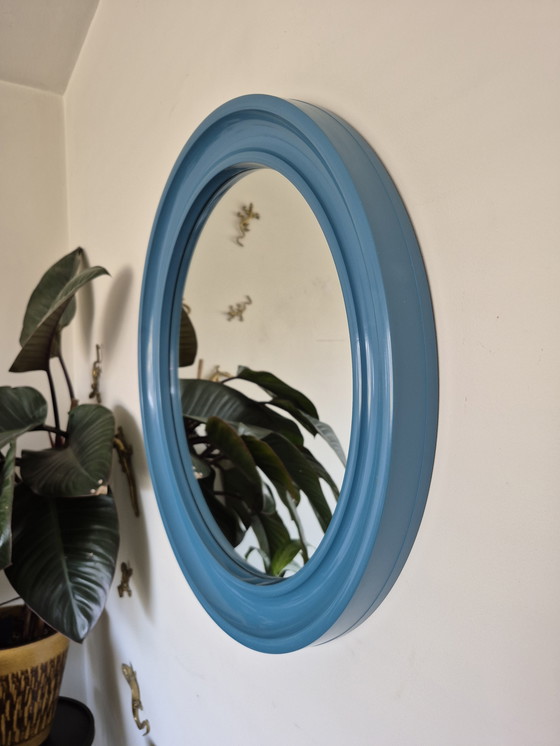 Image 1 of Carrara & Matta Mirror: Vintage XL Round Mirror Blue
