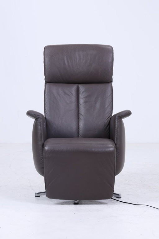 Vintage Ewald Schillig Fernsehsessel Modell Moviestar | Retro Relaxsessel mit Armlehnen | Mid Century Lounge Chair Leder #07-20