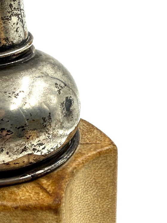 Image 1 of Mid-century cream parchment cocktail shaker, Aldo Tura Italy 1950s