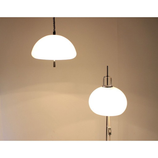 Vintage vloerlamp met hanglamp van Harvey Guzzini voor Meblo, Italië 1970