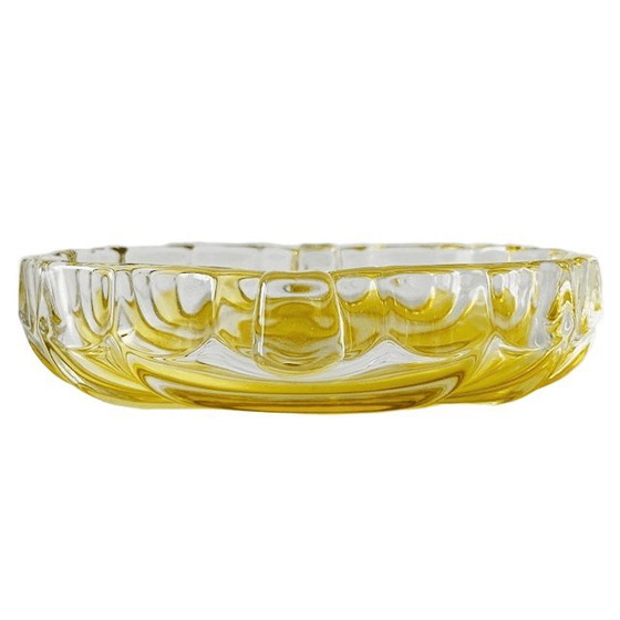 Image 1 of Bol vintage en verre jaune August Walther & Sohne des années 1970