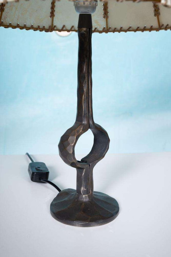 Image 1 of Brutalist table lamp 70s vintage bronze table lamp