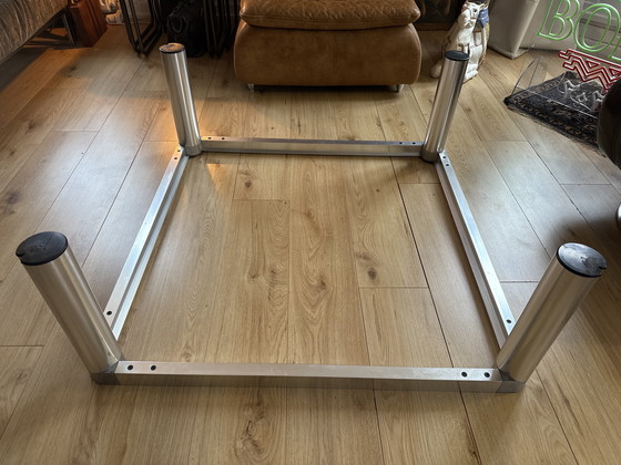 Image 1 of Table basse en aluminium style Metaform | Design moderne néerlandais | 100×100 cm | Années 1970