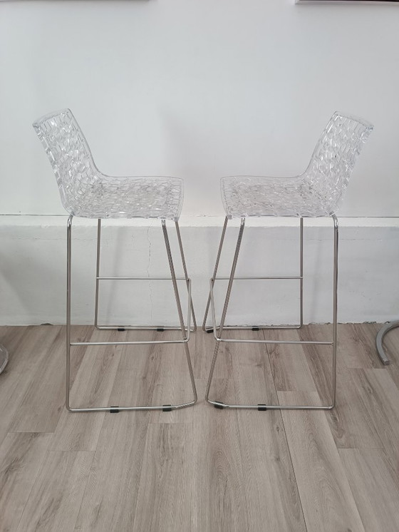 Image 1 of Pair of designer high stools Made in Italy
