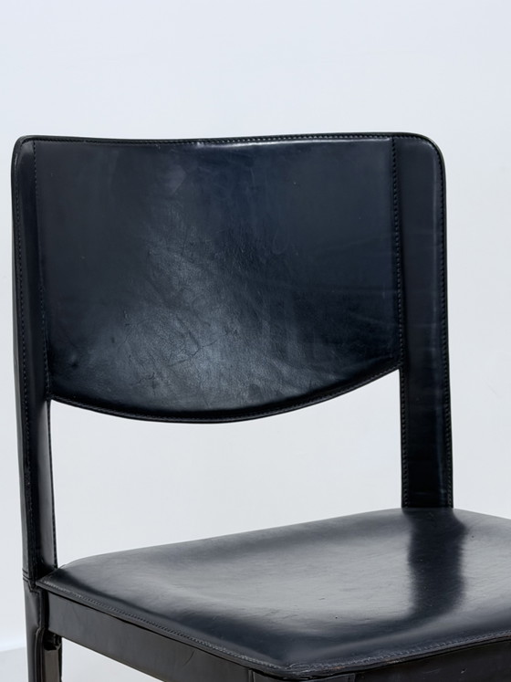Image 1 of Set di 4 sedie Matteo Grassi in pelle nera – design italiano