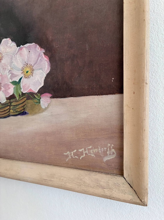 Image 1 of Vintage original flower oil painting, floral still life art