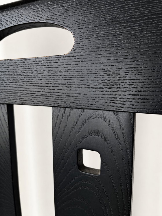 Set of 5 Ingram chairs – after a design by Charles Rennie Mackintosh – – Dining chairs, Wood, Textile (photo 8 of 10)