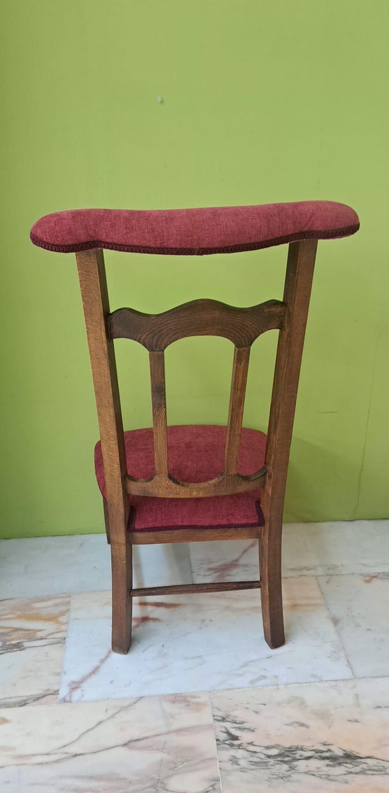 Antiker Prie-dieu, Stühle und Loungesessel, Stoff, Holz, Braun (Foto 9 von 9)