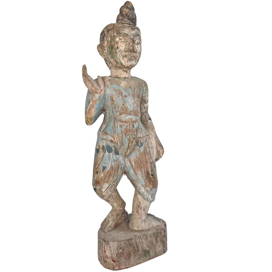 Statua birmana in legno antica del XIX secolo – Policroma – 34cm – Sculture, Wood (photo 3 of 10)