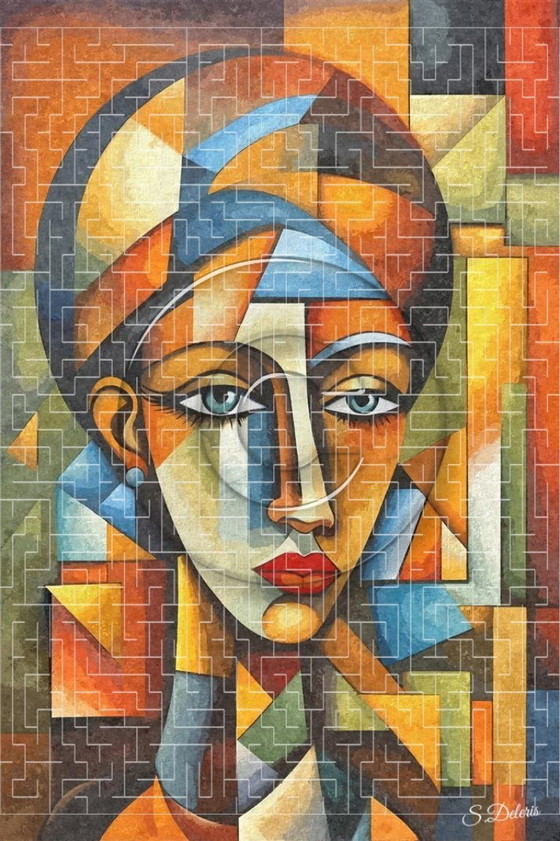 Image 1 of Tela astratta di donna / Arte astratta / Decorazione murale (50 x 75 cm)