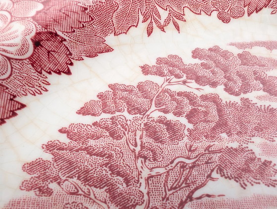 Image 1 of Juego de 6 platos originales Adams English Scenic de cerámica roja Wedgwood.