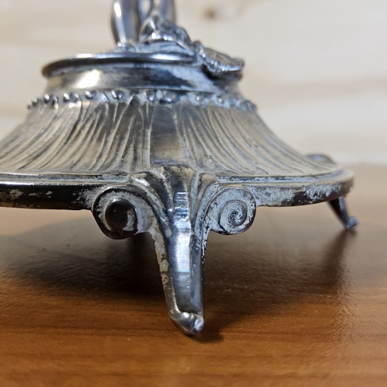 Image 1 of Antique silver-plated vase / bougeoir / candlestick cherub / angel
