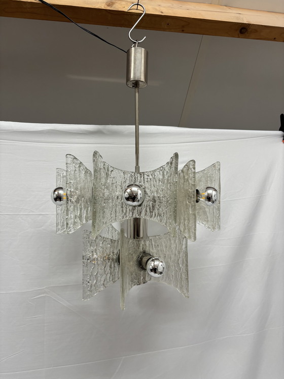 Image 1 of Vintage sputnik ijsglas hanglamp Kaiser Leuchten space age