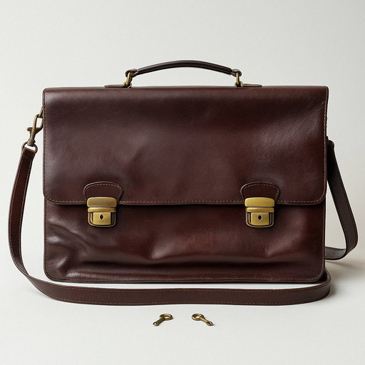 Cartella in pelle vintage di Lederwaren Kerkhof (Paesi Bassi) - con chiavi