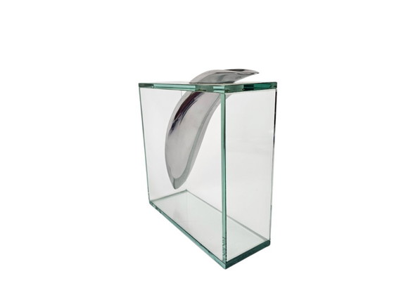 Image 1 of Dutch Lisa Mori For Inn - Modernist - Glass - Crystal - Aluminum - Vase - 90's