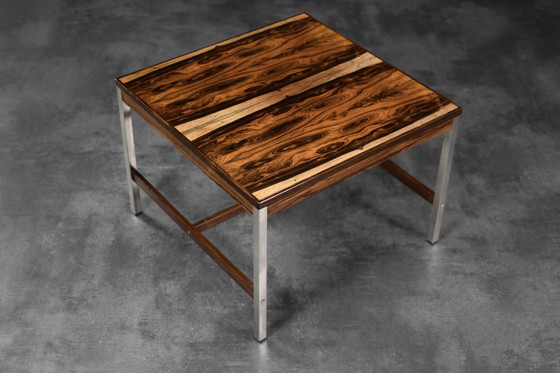 Image 1 of Vintage Mid-Century Modern Swedish Square Rosewood & Aluminum Coffee Table from HMB Möbler Rörvik, 1960s