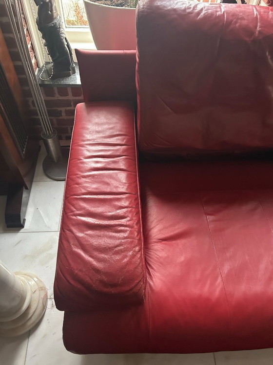 Rolf Benz 6500 Tweezitsbank Rood Leer – 2 zitsbanken, rvs (photo 12 of 22)