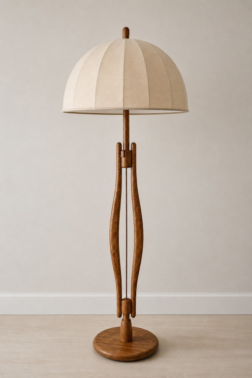 Zeldzame Ashmuth Leuchten sculpturale houten vloerlamp uit de jaren 70 – Mid-Century Modern design – vloerlampen, Wood