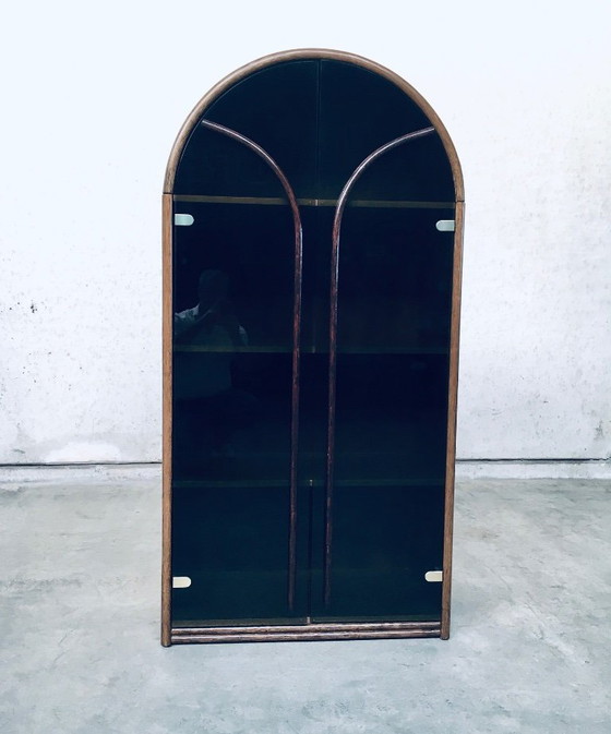 Image 1 of 1970er Design Rattan Bambus Highboard Vitrine