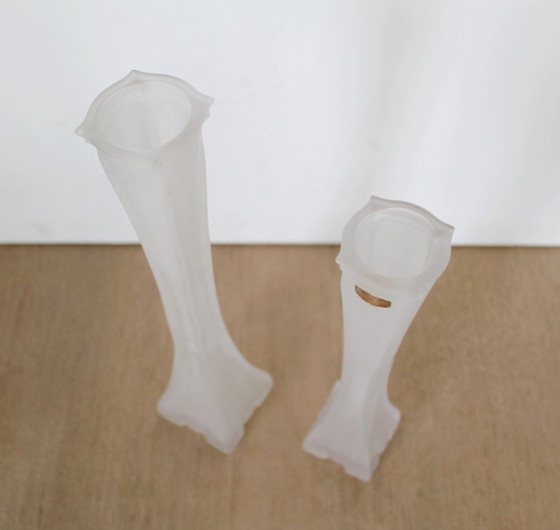Image 1 of Set of 2 beautiful vintage sixties opaline/milk glass vases Made in Portugal