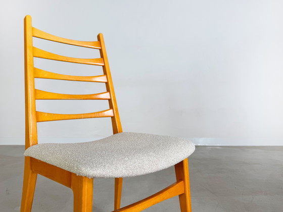 Image 1 of Set of 4 Midcentury chairs Vintage wooden chair 1960 Bouclé