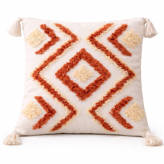 Image 1 of 2 Terracotta/Beige Cushion Covers