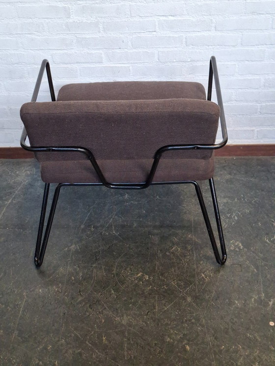 2x Retro Stühle, Sessel, Metall, Stoff, Schwarz (Foto 7 von 13)