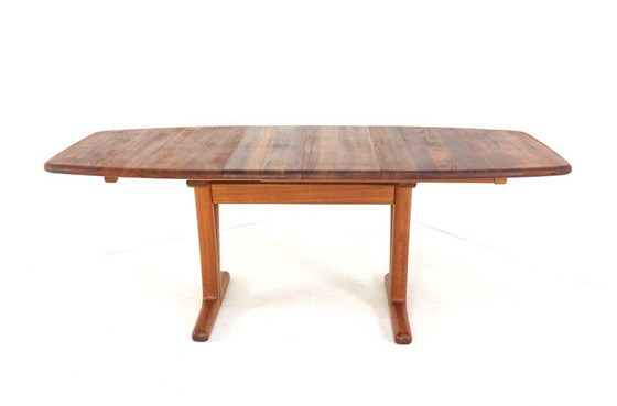 Image 1 of Table de salle à manger rectangulaire ovale à rallonge Holstebro en teck massif