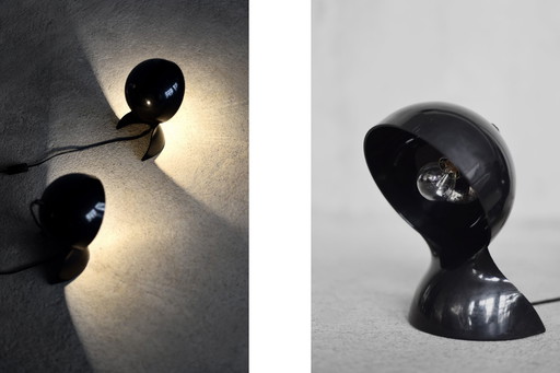 Lampe de table Dalù noire moderne vintage par Vico Magistretti pour Artemide, 1960, lot de 2