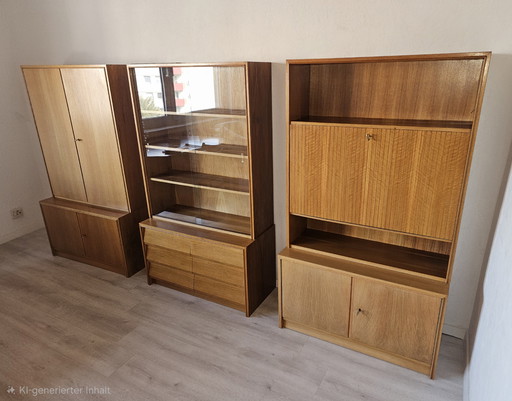 Mid-Century Schrankwand, Wohnzimmerschrankwand im skandinavischen Design