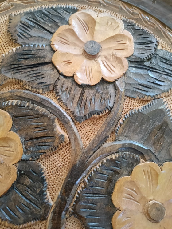 Large hand-carved wooden wall plate/dish 44 cm – Wall decoration (photo 7 of 9)