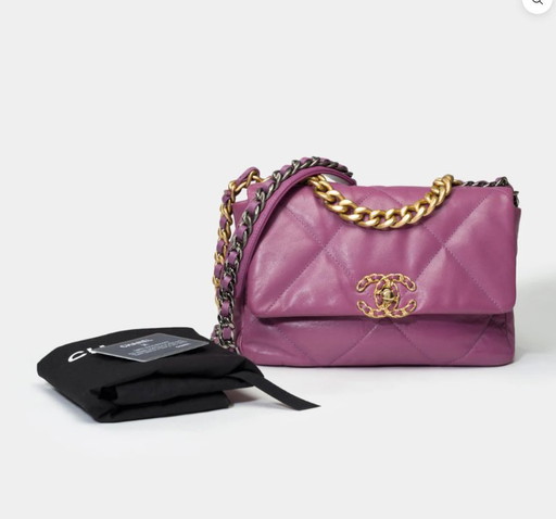 Borsa CHANEL Chanel 19 in cuoio viola - 101548