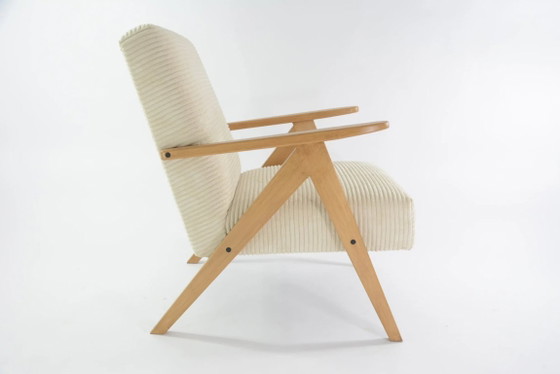 Image 1 of KOMPAS fauteuils in crèmekleurig corduroy